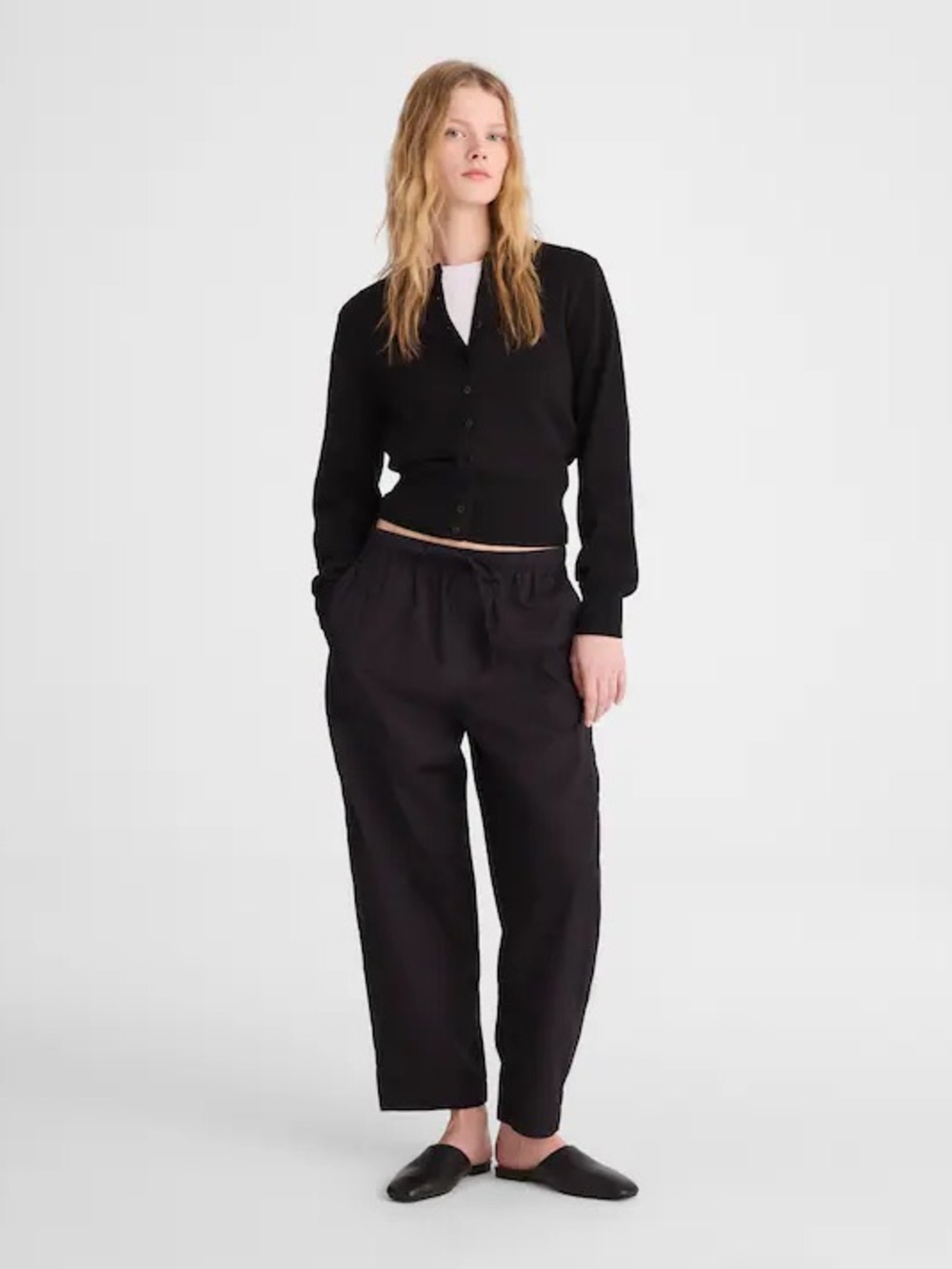 Madewell Pull-On Barrel-Leg Utility Pants in Poplin Jet Black Size XL NWT NZ638